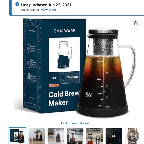 OVALWARE Airtight Cold Brew Iced Coffee Maker Pitcher and Tea Infuser with Spout - Picture 5 of 5
